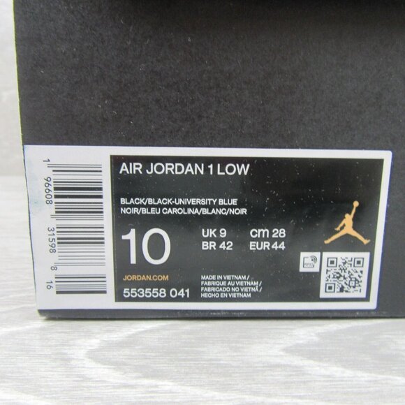 Air Jordan 1 Low University Blue Black Sneakers Men's Size 10 NEW - Picture 13 of 16